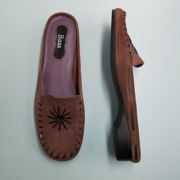 Bass Shoes - Bass Mari Laced Mauve Suede Slide On Moccasins